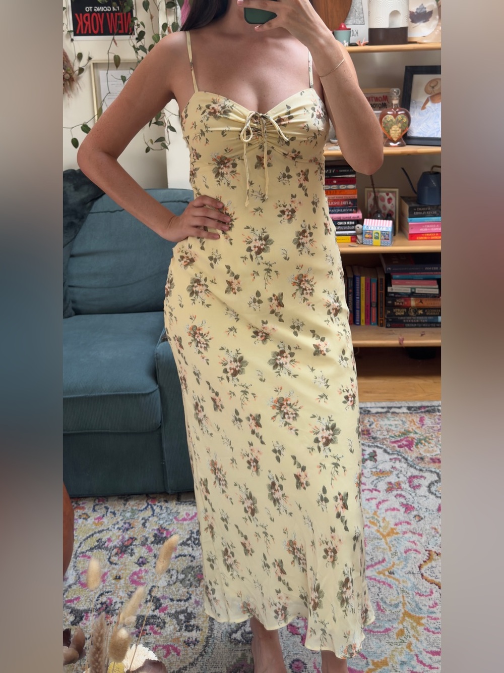 Abercrombie & Fitch Yellow Floral Maxi Slip Dress size XS